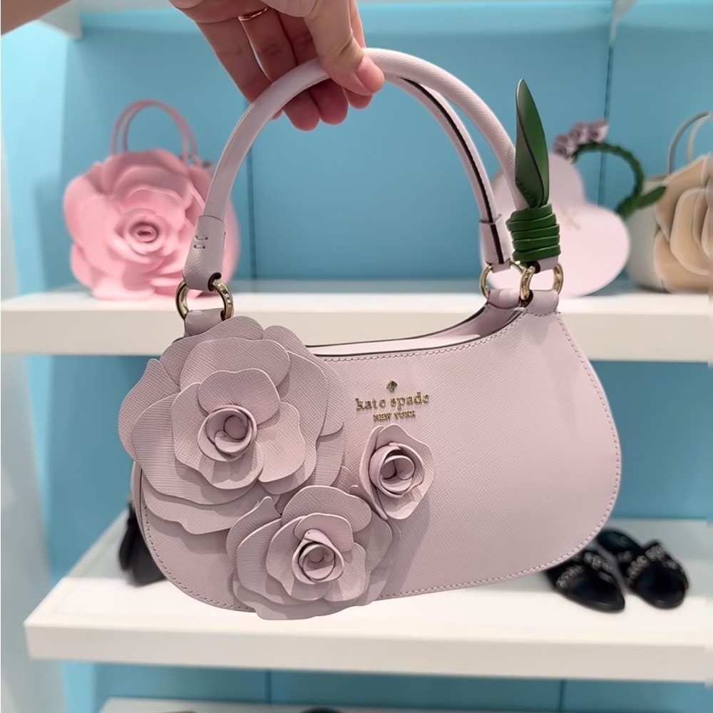 Kate Spade Spring flower Rose Shoulder Bag In Pale Amethyst New Novelty